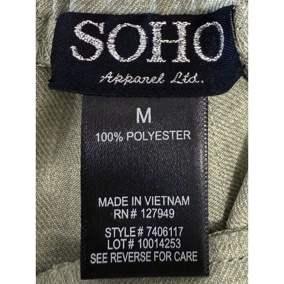 Soho Apparel Womens Wide-Leg Pants M Green Elastic Waist Tie  Flowy Lightweight - Picture 6 of 7